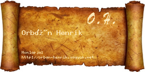 Orbán Henrik névjegykártya